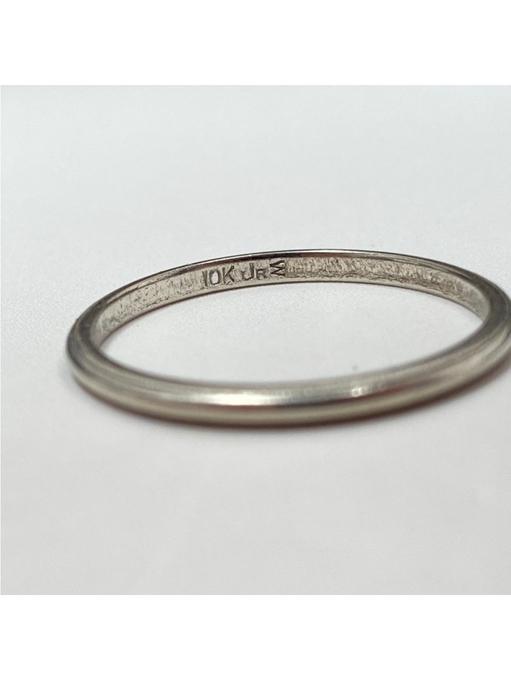 Antique 10k Solid White Gold JR Wood & Son’s Wedding Band Ring Size 8 - Picture 3 of 15